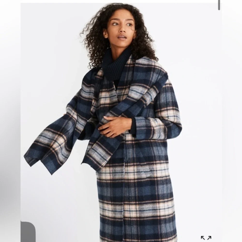 NWT Wool Mohair Blend Plaid Scarf Coat XXL 2X - scarf included
